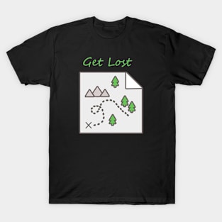 Get Lost Map Hiking Outdoors Adventure Nature Trekking Camp T-Shirt